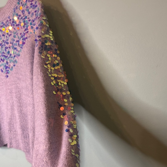 Zara kids Sequin Embellished Lavender Sweater size large girls - bundle and save - Picture 4 of 6